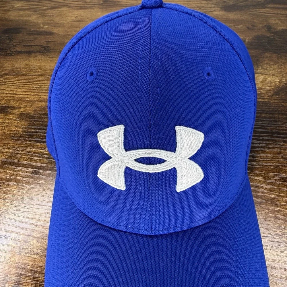 Under Armour Blue Blitzing Stretch Fit Hat Cap Adult L/XL Royal Blue